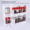 Cyrank Rotating Spice Rack Organizer, White Pull And Rotate Spice Rack Sliding 2 Tier Rack Plastic Seasoning Spice Jar Rack Storage Kitchen Organiser Slide Salt Bottle Box Holder view 4