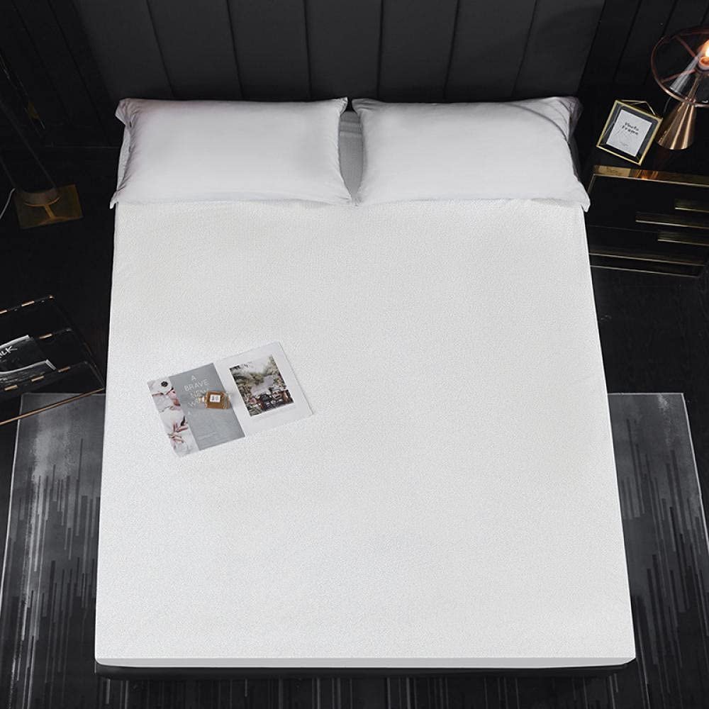 Deep Pockets Easy Care Kids Pure Color Waterproof Urinary Deep Pocket Fitted Sheets,Hotel Homestay Non Slip Mattress Protector (White 100cmX200cmX30cm)