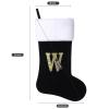 Yehnois 20 Inches Initial Monogram Christmas Stocking Personalized,Deluxe Black Velvet Body with Super Soft Plush Cuff Embroidered Letter,Holiday Season DecorA view 2