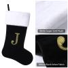 Yehnois 20 Inches Initial Monogram Christmas Stocking Personalized,Deluxe Black Velvet Body with Super Soft Plush Cuff Embroidered Letter,Holiday Season DecorA view 3