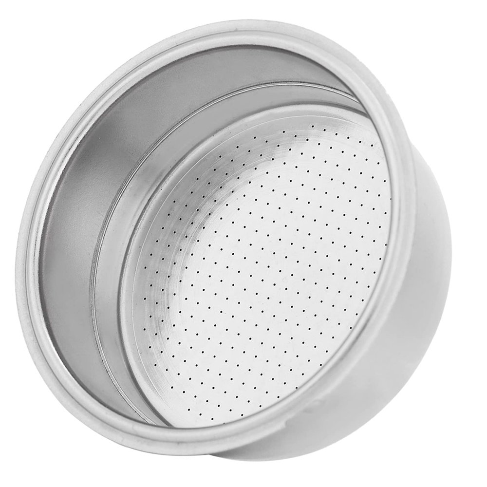 Coffee Filter Basket, 51mm Portafilter Basket Double Layer Stainless Steel Pressurized Espresso Maker Filter Accessories, Silver (double serving)