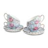 Agyiuns Tea Cup and Saucers, 6.4oz Floral Tea Cups with Gold Trim, Porcelain Teacup, Coffee Cappuccino Espresso Latte Mugs for Party Birthday,Party Cafe Home, Christmas Gift (Blue) view 1