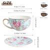 Agyiuns Tea Cup and Saucers, 6.4oz Floral Tea Cups with Gold Trim, Porcelain Teacup, Coffee Cappuccino Espresso Latte Mugs for Party Birthday,Party Cafe Home, Christmas Gift (Blue) view 2