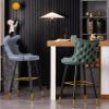 26" Bar Height Barstools Set of 2 with Backs Modern Dining Bar Chairs Contemporary Fabric Upholstered Bar Counter Stools with Nailheads Gold Tipped Black Metal Legs for Kitchen Island ( Color : Orange view 4