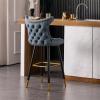 26" Bar Stools Set of 2 Counter Height Contemporary Fabric Upholstered Bar Chairs Counter Stools with Tufted Nailheads and Gold Tipped Metal Legs, Modern Leisure Style Bar Chairs ( Color : Blue ) view 1
