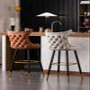 26" Bar Stools Set of 2 Counter Height Contemporary Fabric Upholstered Bar Chairs Counter Stools with Tufted Nailheads and Gold Tipped Metal Legs, Modern Leisure Style Bar Chairs ( Color : Blue ) view 2