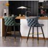 26" Bar Stools Set of 2 Counter Height Contemporary Fabric Upholstered Bar Chairs Counter Stools with Tufted Nailheads and Gold Tipped Metal Legs, Modern Leisure Style Bar Chairs ( Color : Blue ) view 3