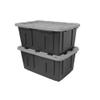 CX BLACK & YELLOW, 27-Gallon Heavy Duty Tough Storage Container & Snap-Tight Lid, Black & Grey (14.3H x 20.6W x 30.6D), Weather-Resistant Design and Stackable Organization Tote [2 Pack] view 1