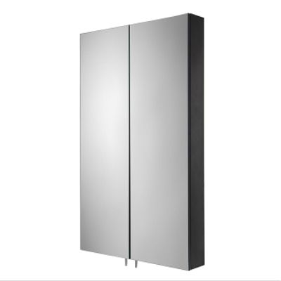 Croydex Dawley Double Door Medicine Cabinet 24W x 26H inches Size, Surface Mount, Matt Black Steel Bathroom Wall Cabinet with Mirror and Adjustable Shelves.