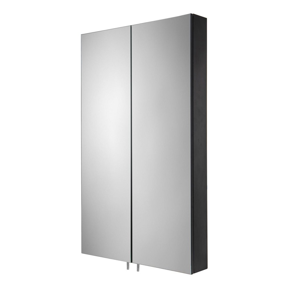 Croydex Dawley Double Door Medicine Cabinet 24W x 26H inches Size, Surface Mount, Matt Black Steel Bathroom Wall Cabinet with Mirror and Adjustable Shelves.