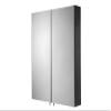 Croydex Dawley Double Door Medicine Cabinet 24W x 26H inches Size, Surface Mount, Matt Black Steel Bathroom Wall Cabinet with Mirror and Adjustable Shelves. view 1