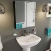 Croydex Dawley Double Door Medicine Cabinet 24W x 26H inches Size, Surface Mount, Matt Black Steel Bathroom Wall Cabinet with Mirror and Adjustable Shelves. view 2