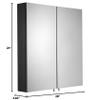 Croydex Dawley Double Door Medicine Cabinet 24W x 26H inches Size, Surface Mount, Matt Black Steel Bathroom Wall Cabinet with Mirror and Adjustable Shelves. view 3