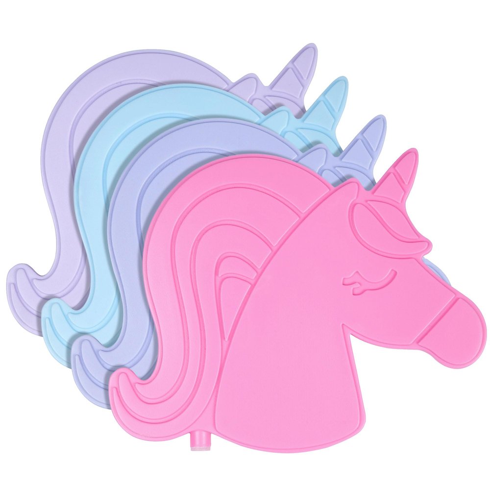 Wildkin Kids Ice Packs (4 Pack)  Slim, Reusable, Keeps Lunch Cool for School/Travel - Unicorn