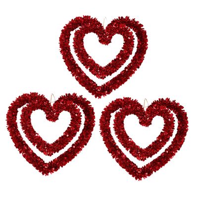 3pcs Wreath Heart Lovely Pendant Decor Valentine's Day Decoration Valentine's Day Hanging Pendant Wedding Decorations Valentine's Day Heart-Shape Decoration Valentine's Day Pendant