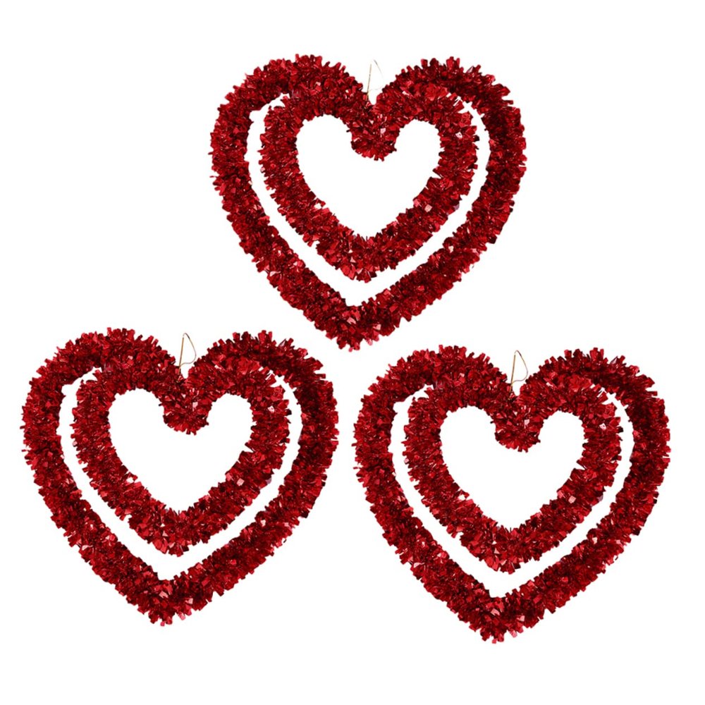 3pcs Wreath Heart Lovely Pendant Decor Valentine's Day Decoration Valentine's Day Hanging Pendant Wedding Decorations Valentine's Day Heart-Shape Decoration Valentine's Day Pendant