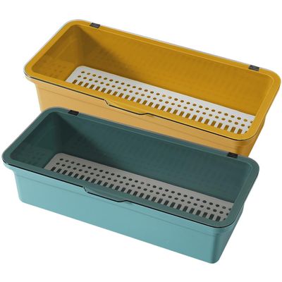 Cabilock 2pcs Transparent Flatware Tray Utensil Organizer: Chopsticks Storage Box with Lid, Plastic Utensil Drawer Organizer Silverware Drawer Organizer Tray Cooking Dinnerwar
