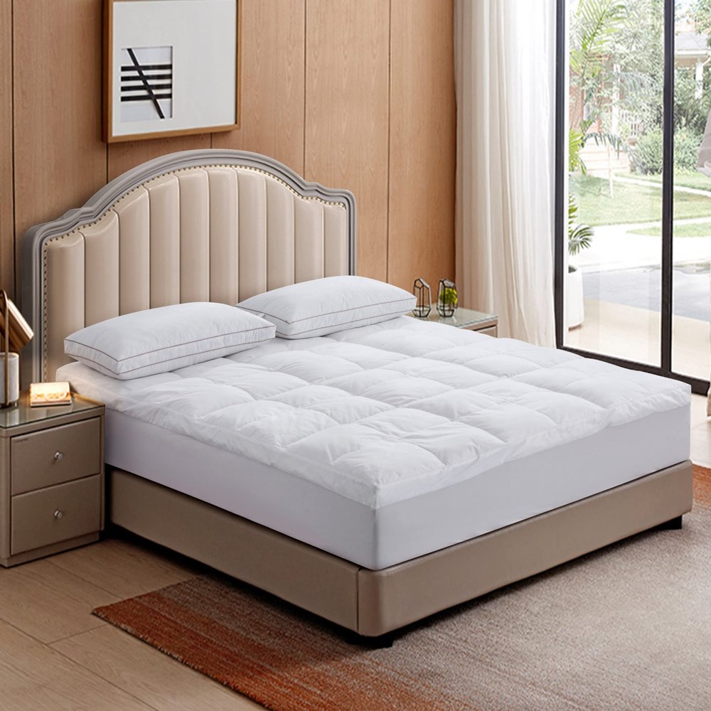 Feather and Loom Triple Comfort Layer Mattress Topper, White Down and Feathers, 100% Natural Cotton Cover, Responsible Down Standard Certified, Hypoallergenic (California King - 72x84)