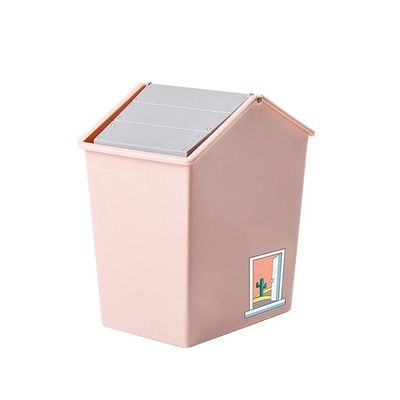 DYPASA Garbage Can Desktop Trash Can Girl Small 4L Living Room Cute Home Bedroom Mini Trash Can Small Flip Indoor Trash Can Wastepaper Basket (Color : Gray)