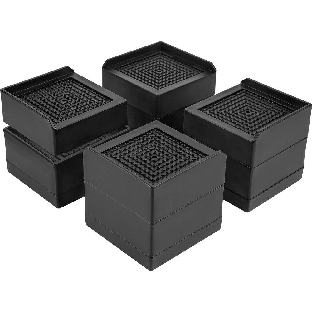 BTSD-home Bed Risers Heavy Duty Adjustable Furniture Risers Elevation in Heights 1 or 3 Inch Bed Frame Lifts Risers for Dorm Beds, Sofas 4 Pack Black Square