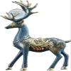 1 Pair Reindeer Figurines Elk Figurines Standing and Sitting Deer Statues Resin Animal Deer Ornament for Xmas Desk Bedroom Office Decoration - Blue view 3