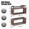 RICHER HOUSE Floating Wood Shelves with Guardrail, Rustic Brown, Wall Mounted, 2 Shelves, Farmhouse Style view 3