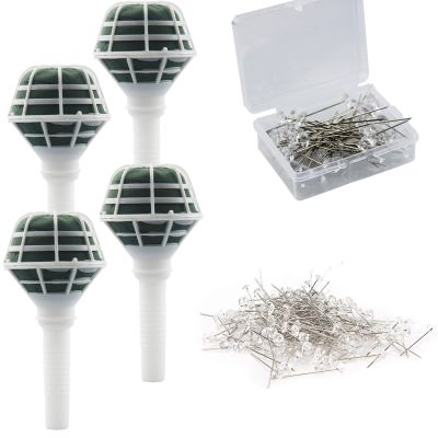 Arlai Box of 4 Bride Wedding Flower Bouquet Holder Foam Floral Handle Bouquet Holder Large for Bride Faux Flowers, Handheld Flowers Decoration with 100 Pieces Flower Bouquet Pins