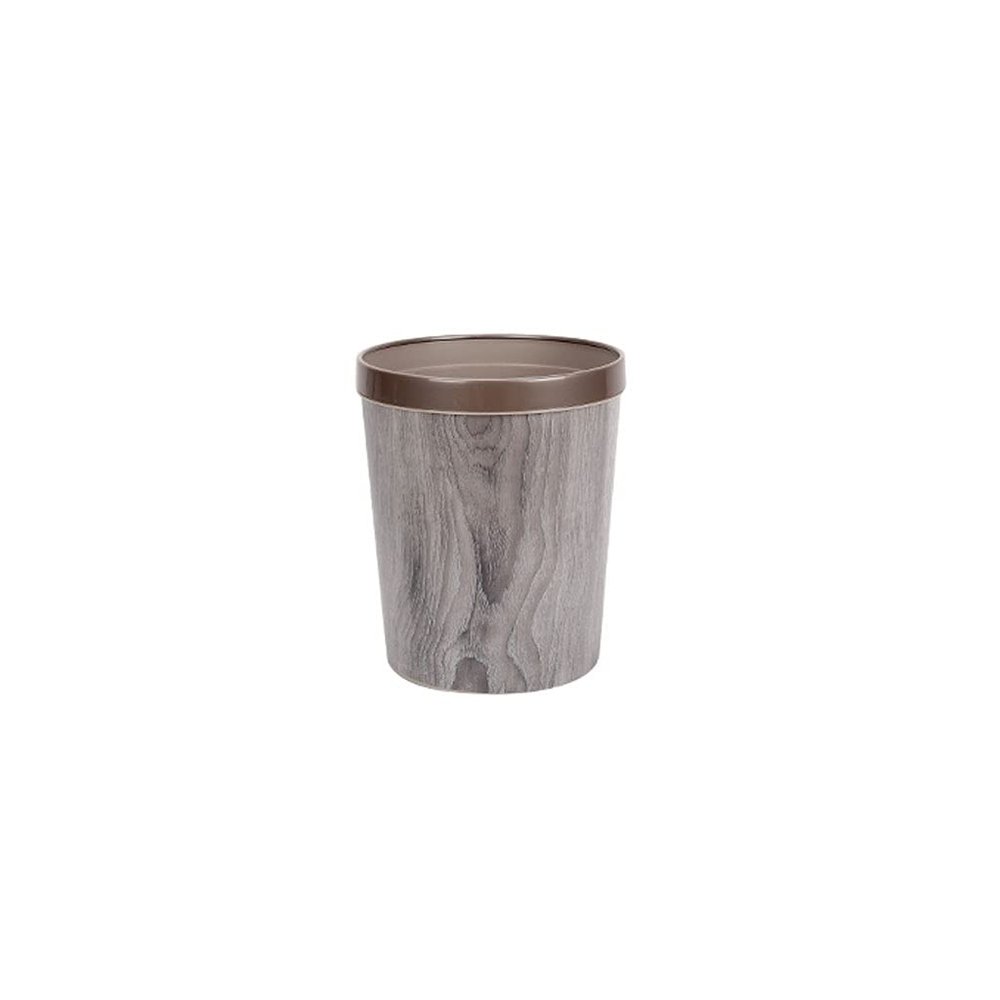 DYPASA Garbage Can Creative Wood Trash Can 12L Wood Round Storage Box Trash Can Storage Box Desk Storage Basket Wastepaper Basket (Color : Gris)