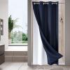 MitoVilla No Hooks Needed Small Stall Shower Curtain Liner Set 36 x 74, Navy Blue Waffle Half Size Narrow Waffle Weave Fabric Shower Curtain Set with Snap-in Liner for Modern Spa-Like Bathroom Decor view 1