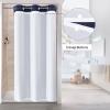 MitoVilla No Hooks Needed Small Stall Shower Curtain Liner Set 36 x 74, Navy Blue Waffle Half Size Narrow Waffle Weave Fabric Shower Curtain Set with Snap-in Liner for Modern Spa-Like Bathroom Decor view 2