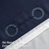 MitoVilla No Hooks Needed Small Stall Shower Curtain Liner Set 36 x 74, Navy Blue Waffle Half Size Narrow Waffle Weave Fabric Shower Curtain Set with Snap-in Liner for Modern Spa-Like Bathroom Decor view 3
