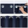 MitoVilla No Hooks Needed Small Stall Shower Curtain Liner Set 36 x 74, Navy Blue Waffle Half Size Narrow Waffle Weave Fabric Shower Curtain Set with Snap-in Liner for Modern Spa-Like Bathroom Decor view 4