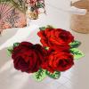 Abeigoi Red Rose Bath Rugs,Toilet Rugs U Shaped,Washable Thick Soft Floor Carpet Non-Slip Shaggy Flower Area Rugs for Bathroom Tub Shower,Red view 1
