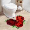 Abeigoi Red Rose Bath Rugs,Toilet Rugs U Shaped,Washable Thick Soft Floor Carpet Non-Slip Shaggy Flower Area Rugs for Bathroom Tub Shower,Red view 3