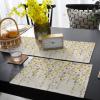 Summer Fall Yellow Leaves Table Mats Set of 6 With Table Runner 90 Inches Long,Cotton Linen Tablerunner Burlap Kitchen Dining Placemats for Wedding/Coffee/Dresser Party,Modern Abstract Grey Floral Art view 4