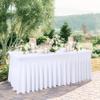 Besutolife White Tablecloths for Rectangle Tables 8ft Spandex Table Skirt One-Piece Wrinkle-Resistant Ruffles Design for Banquets Parties Wedding Dining Table view 1
