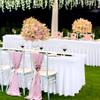 Besutolife White Tablecloths for Rectangle Tables 8ft Spandex Table Skirt One-Piece Wrinkle-Resistant Ruffles Design for Banquets Parties Wedding Dining Table view 3