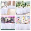 Besutolife White Tablecloths for Rectangle Tables 8ft Spandex Table Skirt One-Piece Wrinkle-Resistant Ruffles Design for Banquets Parties Wedding Dining Table view 4