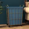 YIORYO Waterproof Laundry Hamper with Lid and Rolling Wheels, Large Metal Laundry Hamper, Iron Wire Laundry Storage Basket with Handles, Suitable for Bedroom Bathroom (Size : Small) view 3