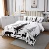 Erosebridal Kawaii Deer Bedspread King Size Bear Rabbit Quilt Set for Kids Boys Girls, Moose Antler Coverlet Set Black Pine Tree Bedding Set, Rustic Farmhouse Bed Cover Soft Cozy view 2