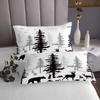 Erosebridal Kawaii Deer Bedspread King Size Bear Rabbit Quilt Set for Kids Boys Girls, Moose Antler Coverlet Set Black Pine Tree Bedding Set, Rustic Farmhouse Bed Cover Soft Cozy view 3