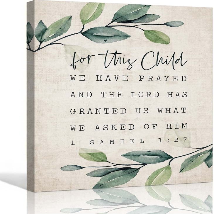 1 Samuel 1 27 Bible Quotes Wall Art Bible Posters Art Deco Bathroom Decorative Paintings Vertical Canvas Colouring Wall Hanging Kitchen (12x18inch(30x45cm),Unframed)