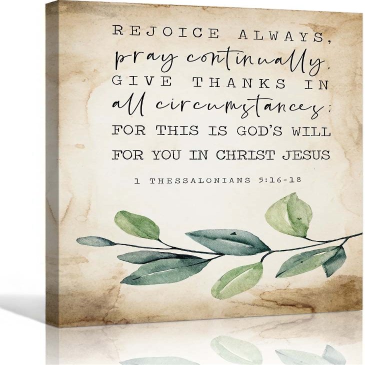 1 Thessalonians 5 16-18 Bible Verse Wall Decor Bible Posters Art Home Painting Living Room Picture Canvas Prints Vertical Artwork Modern Decorative (24x36inch(60x90cm),Unframed)