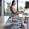 COLAMY Ergonomic Mesh Office Chair, High Back Computer Executive Desk Chair with Adjustable Headrest and 4D Arms, Slide Seat, Tilt Lock-Light Grey view 2