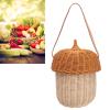 Jeanoko Kids Rattan Storage Basket Hand Woven Decorative Acorn Shaped Basket Bag Wall Hanging Basket Farmhouse Decoration for Boys Girls Photography Props (Large Handbag) view 1