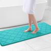 OLANLY Memory Foam Bath Mat Rug 59x24, Ultra Soft and Absorbent Bathroom Rugs, Non-Slip, Comfortable, Machine Washable Bath Carpet for Bathroom Floor, Tub, Shower and Home Decor Accessories, Teal view 1