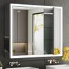 QueenFun 36x30 Lighted Medicine Cabinet with Mirror & Clock -Surface or Recessed Aluminum Medicine Cabinet with Dimmable Light & Outlet, Anti-Fog, Built-in Sensing Light, Assembly-Free view 1