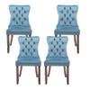Rhomtree Tufted Dining Chair Modern Velvet Chairs for Dining Room Upholstered Dining Chairs with Nailhead Rivet Trim Design Pull Back Ring for Kitchen Dining Room (Light Blue, Set of 4) view 1