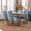 Rhomtree Tufted Dining Chair Modern Velvet Chairs for Dining Room Upholstered Dining Chairs with Nailhead Rivet Trim Design Pull Back Ring for Kitchen Dining Room (Light Blue, Set of 4) view 2