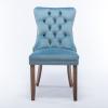 Rhomtree Tufted Dining Chair Modern Velvet Chairs for Dining Room Upholstered Dining Chairs with Nailhead Rivet Trim Design Pull Back Ring for Kitchen Dining Room (Light Blue, Set of 4) view 4